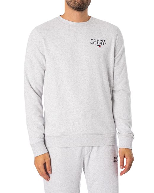Tommy Hilfiger White Lounge Embroidered Logo Sweatshirt for men