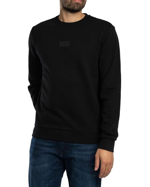 EA7 Black Back Box Logo Sweatshirt for men
