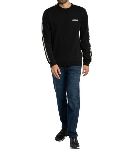 EA7 Black Brand Rib Sweatshirt for men