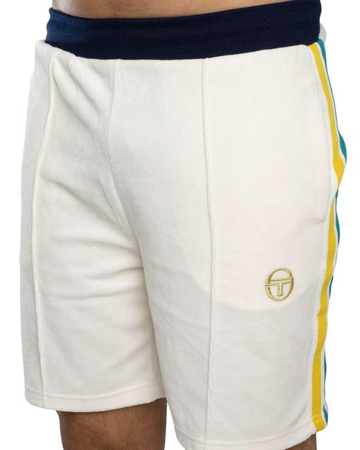 Sergio Tacchini White Monte Velour Sweat Shorts for men