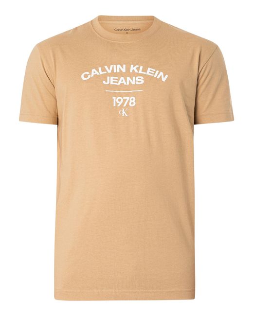 Calvin Klein Natural Varsity Curve Logo T-shirt for men