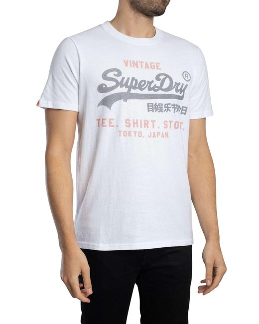 Superdry White Vintage Logo Heritage Relaxed T-shirt for men