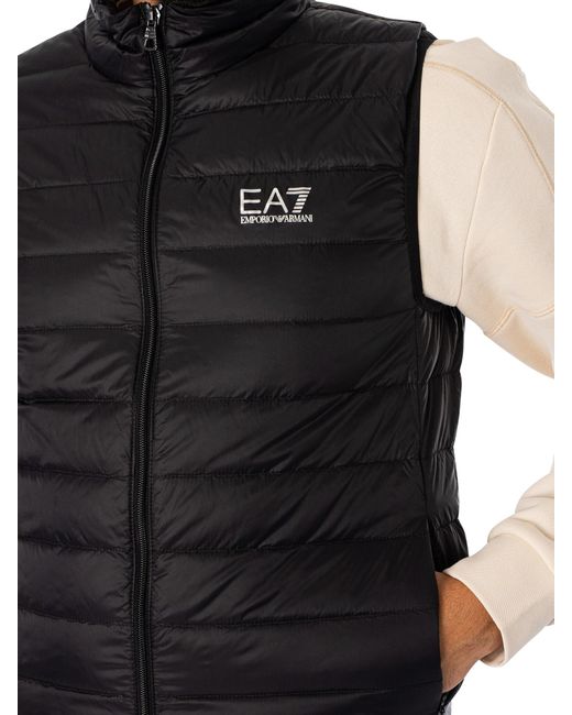 EA7 Black Woven Down Gilet for men