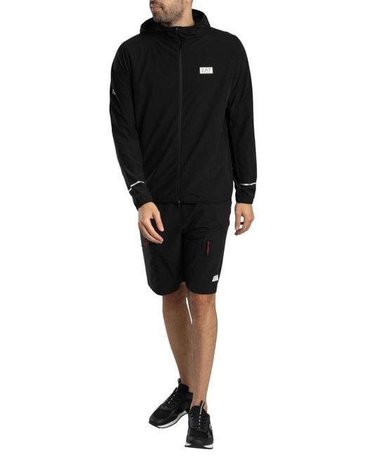 EA7 Black Lightweight Logo Jacket for men