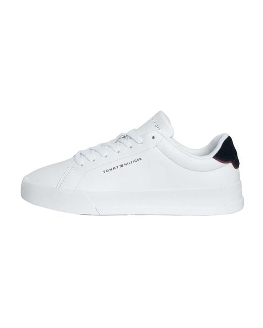 Tommy Hilfiger White Court Leather Detail Essential Trainers for men