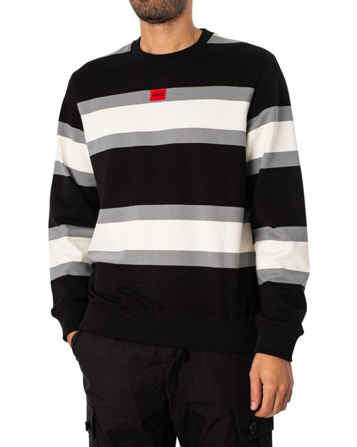 HUGO Black Diragol Stripe Sweatshirt for men