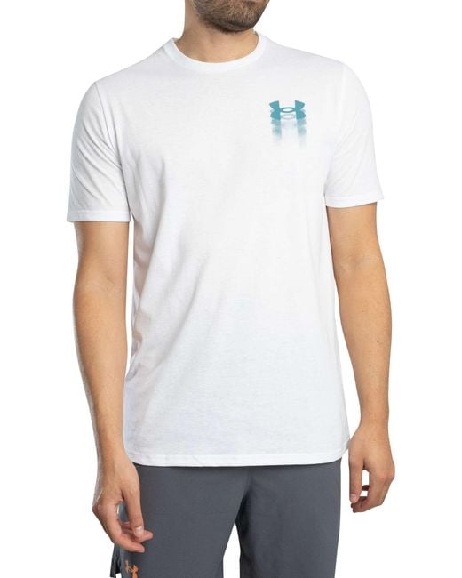 Under Armour White Blur Logo Back Graphic Loose T-shirt for men