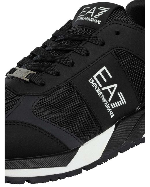 EA7 Black Mesh Logo Trainers for men