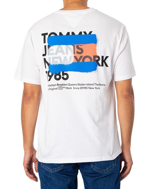 Tommy Hilfiger White Back Ny Graffiti Flag T-shirt for men
