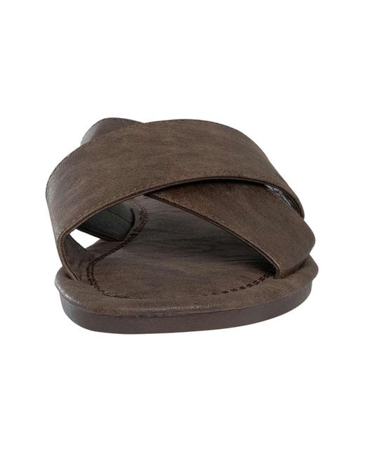 Superdry Brown Vintage Cross Strap Sliders for men