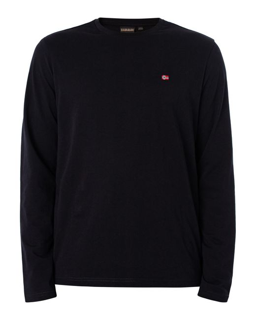 Napapijri Blue Salis Logo Longsleeved T-shirt for men