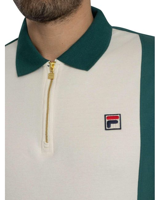 Fila Green Pierro Cut & Sew Zip Polo Shirt for men