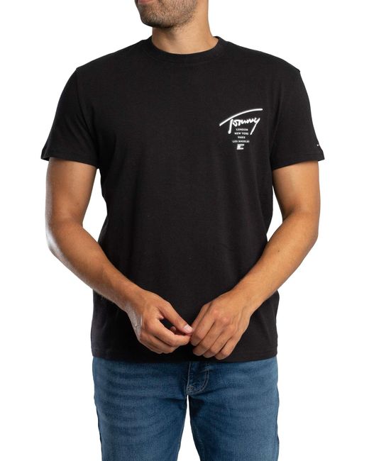 Tommy Hilfiger Black Regular Back Graphic Sign City T-shirt for men