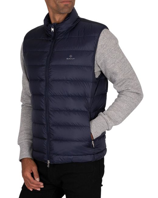 GANT The Light Down Gilet Jacket in Blue for Men | Lyst Australia