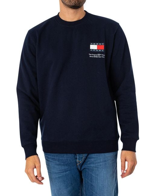 Tommy Hilfiger Blue Essential Flag Sweatshirt for men