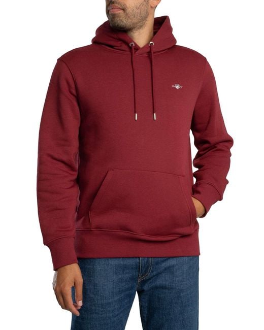 Gant Red Regular Shield Pullover Hoodie for men