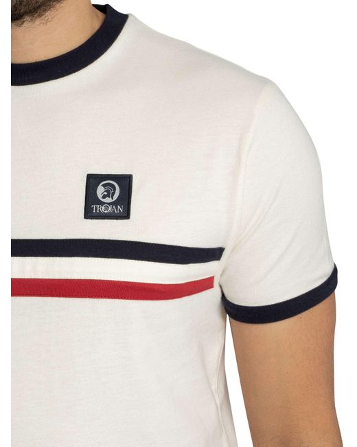 Trojan White Stripe Front T-shirt for men