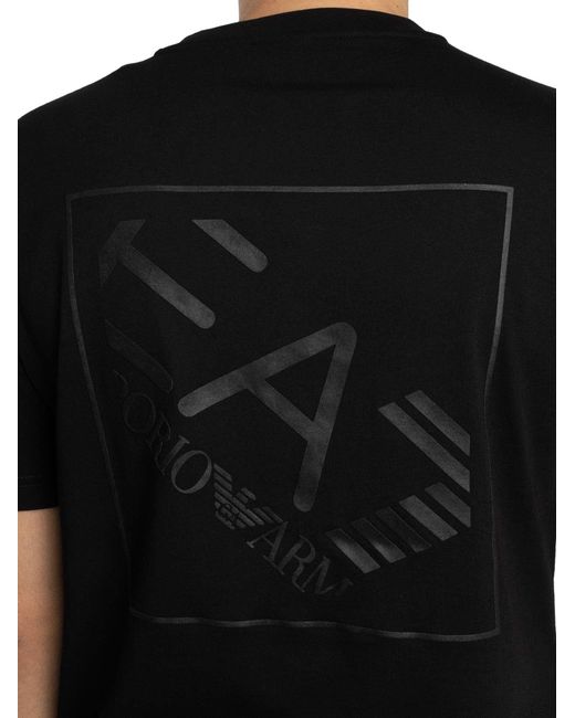 EA7 Black Back Box Logo T-shirt for men
