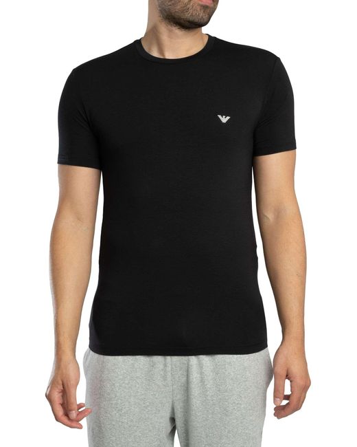 Emporio Armani Black 2 Pack Lounge Crew Fitted T-shirt for men
