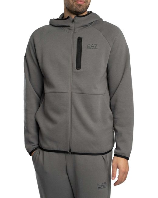 EA7 Gray Dynamic Athlete Zip Hoodie for men