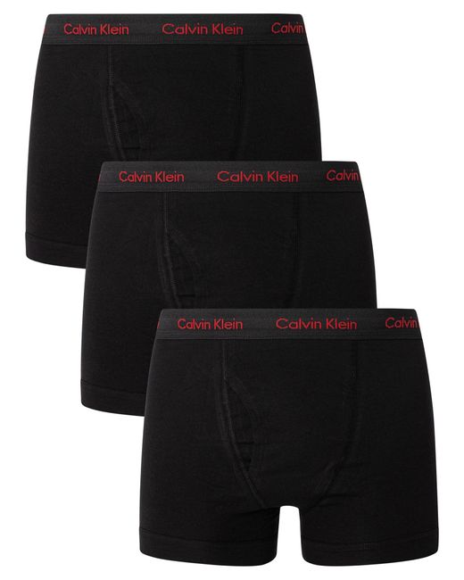 Calvin Klein Black 3 Pack Cotton Stretch Trunks for men