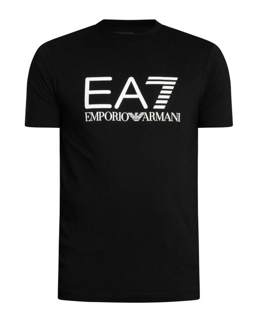 EA7 Black Slim Logo Graphic T-shirt for men
