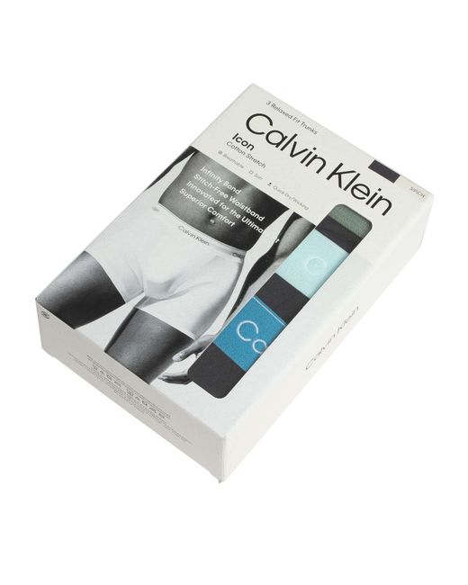 Calvin Klein Black 3 Pack Icon Relaxed Fit Trunks for men