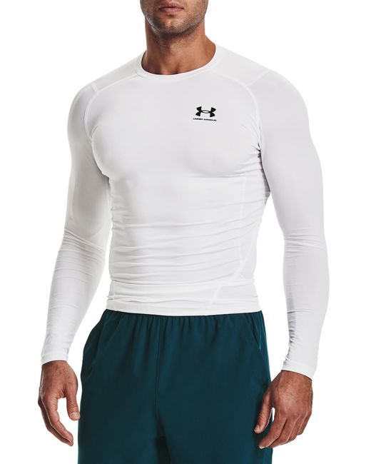 Under Armour White Heatgear Armour Compression Long-sleeve Shirt for men
