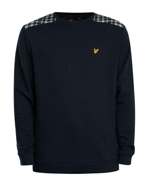 Lyle & Scott Blue Check Panelled Sweatshirt for men