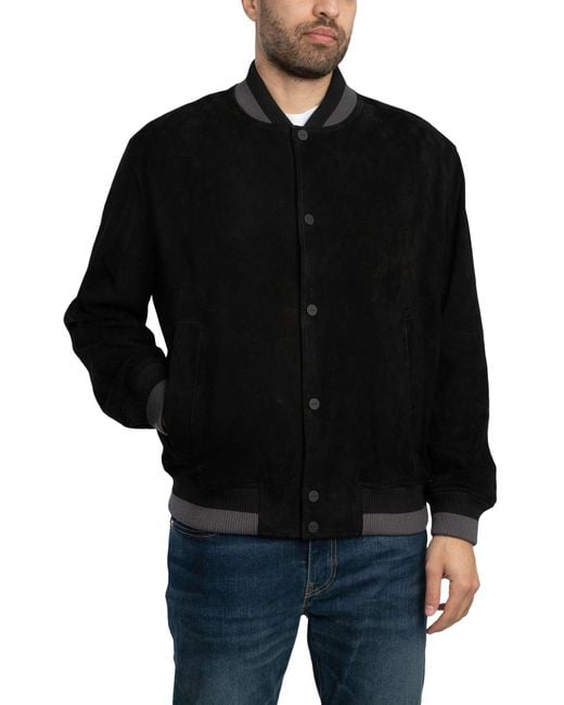 HUGO Black Ledam Suede Bomber Jacket for men