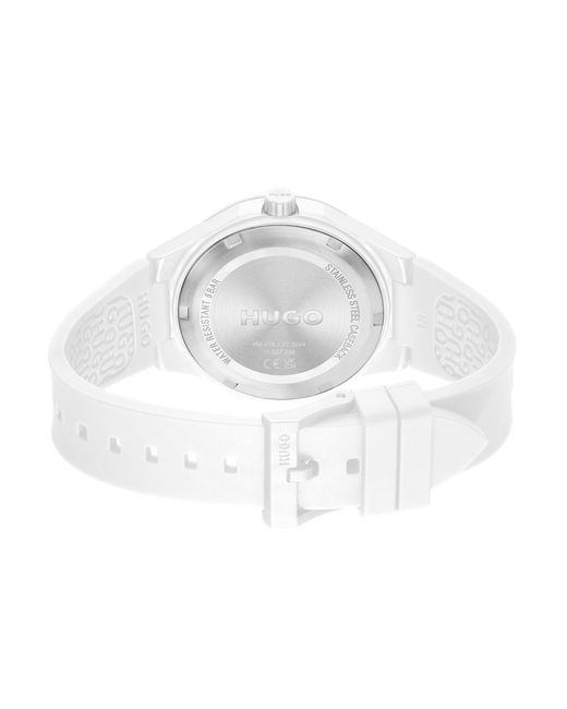 HUGO White Lit Silicone Watch for men