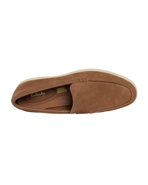 Clarks Brown Torford Easy Suede Loafers for men