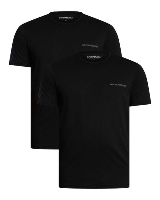 Emporio Armani Black 2 Pack Lounge Crew Neck T-shirt for men