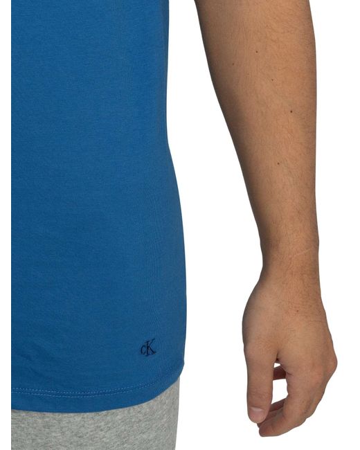 Calvin Klein Blue 3 Pack Classic Lounge T-shirt for men