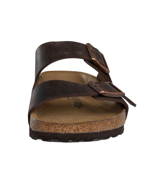 Birkenstock Brown Arizona Natural Leather Oiled Sandals for men