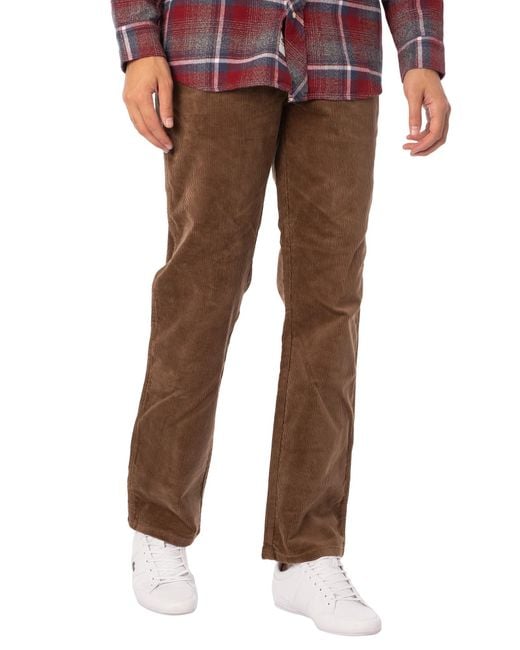 Wrangler Brown Texas Straight Corduroy Jeans for men