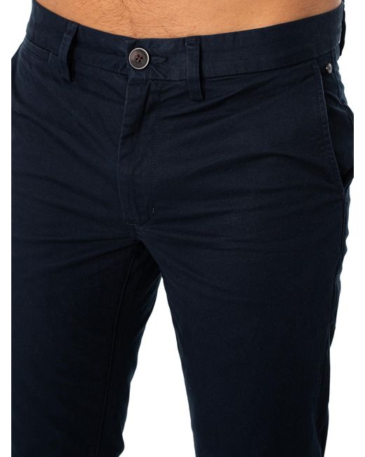 Superdry Blue Slim Tapered Stretch Chino Trousers for men
