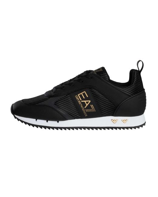 EA7 Black Carbon Mesh Logo Trainers for men