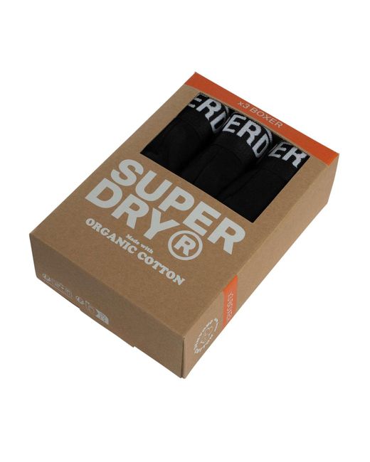 Superdry Black 3 Pack Organic Cotton Boxer Briefs for men