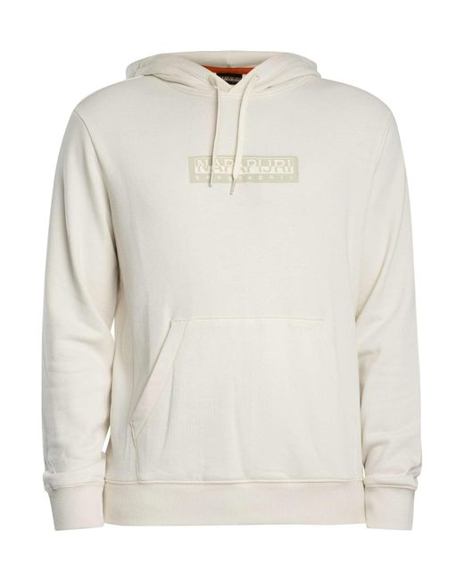 Napapijri White Box Logo Pullover Hoodie for men