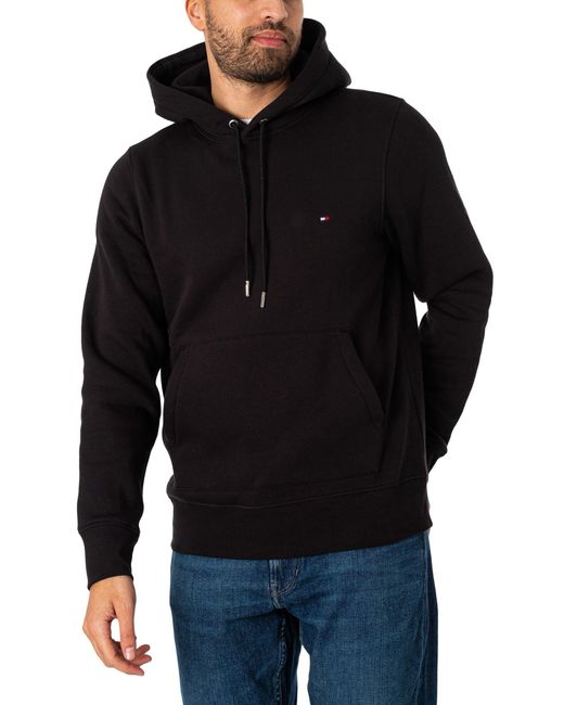 Tommy Hilfiger Black Classic Flag Pullover Hoodie for men
