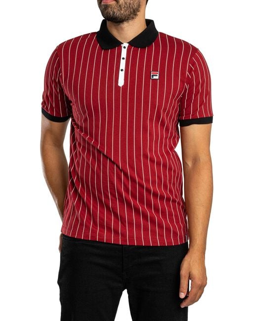 Fila Red Bb1 Classic Vintage Striped Polo Shirt for men