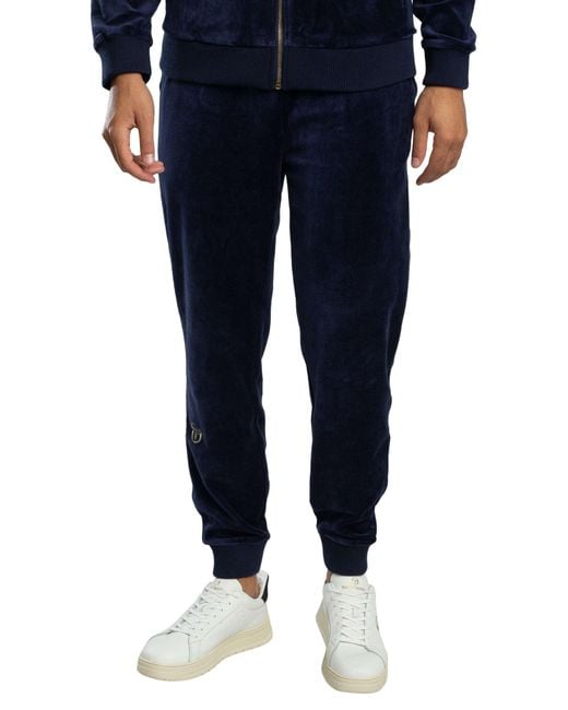 Sergio Tacchini Blue Court Velour Track Joggers for men