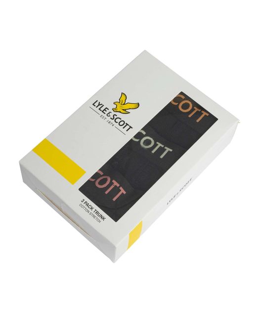 Lyle & Scott Black 3 Pack Barclay Trunks for men