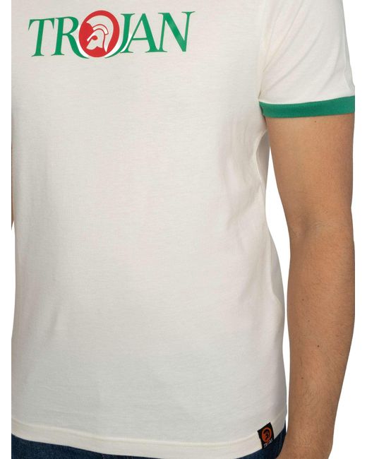 Trojan White Logo Ringer T-shirt for men