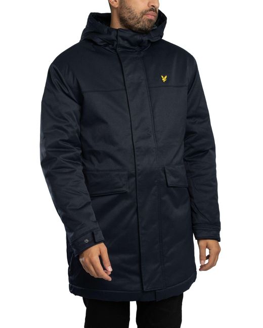 Lyle & Scott Blue Padded Parka Jacket for men