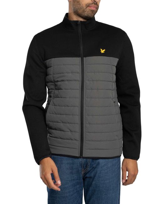 Lyle & Scott Black Sports Fleece Hybrid Jacket for men