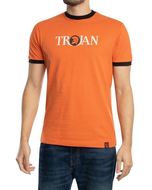 Trojan Orange Logo Ringer T-shirt for men