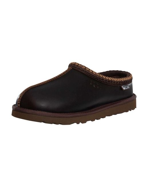 Ugg Black Tasman Leather Regen Slippers for men