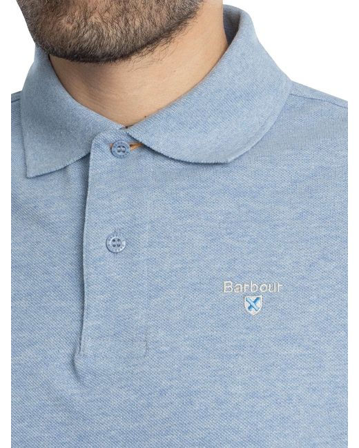 Barbour Blue Tartan Pique Polo Shirt for men